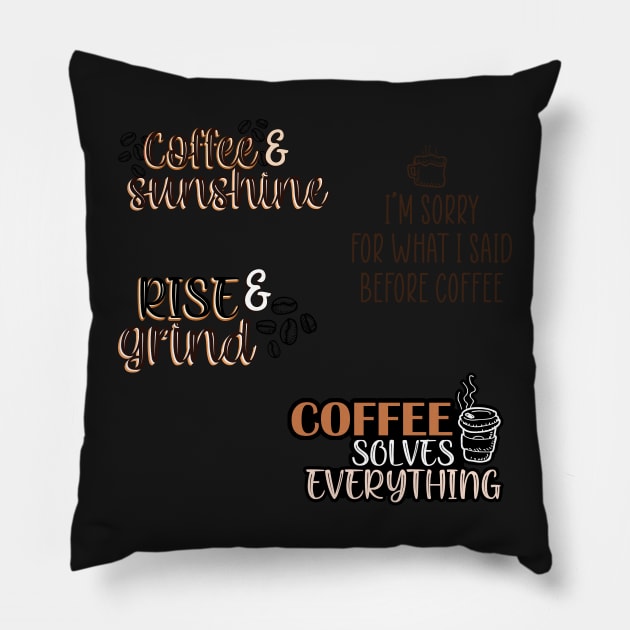 Coffee quote sticker pack Pillow by SamridhiVerma18