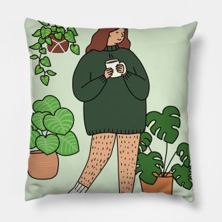 Coffee and plants, no pants Pillow