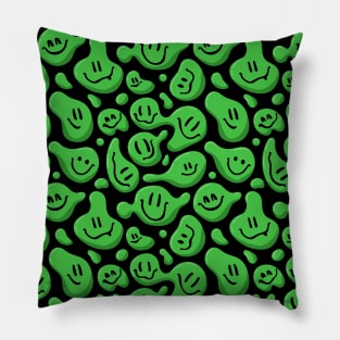 Green Liquid Smiley Faces Pillow