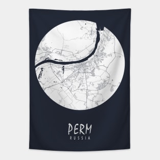 Perm, Russia City Map - Full Moon Tapestry