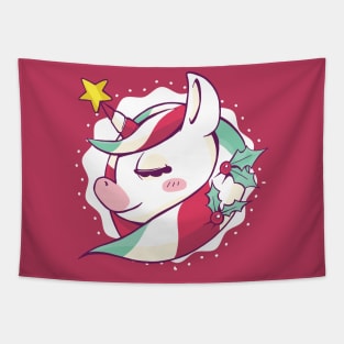 Cute Christmas Unicorn Tapestry