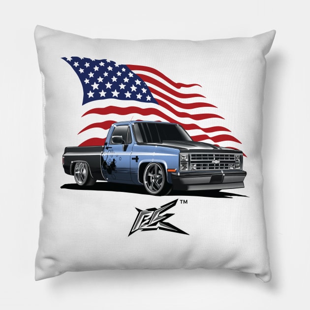 chevrolet c10 truck blue Pillow by naquash