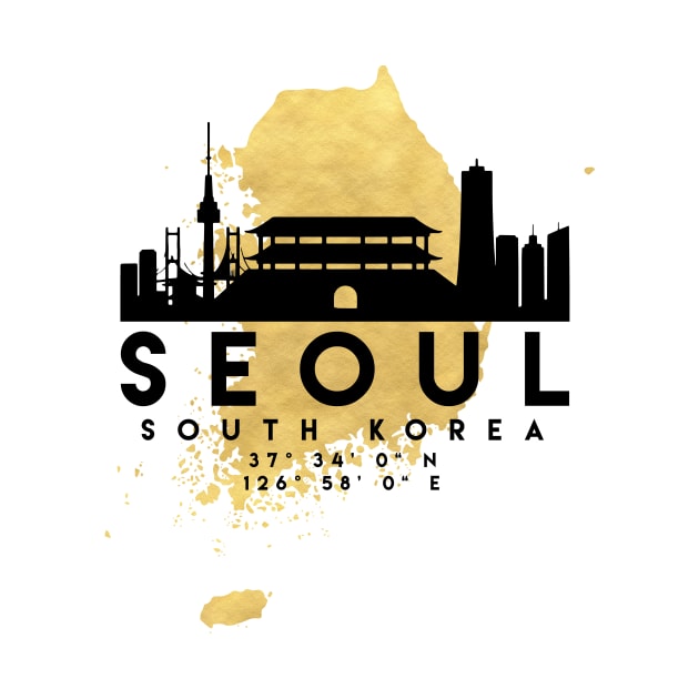 Seoul South Korea Skyline Map Art by deificusArt