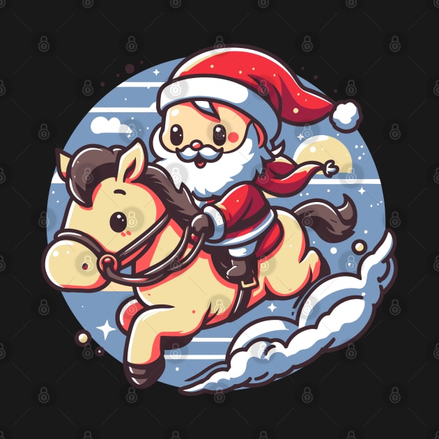 Cute Santa Riding a Horse by Xopaw