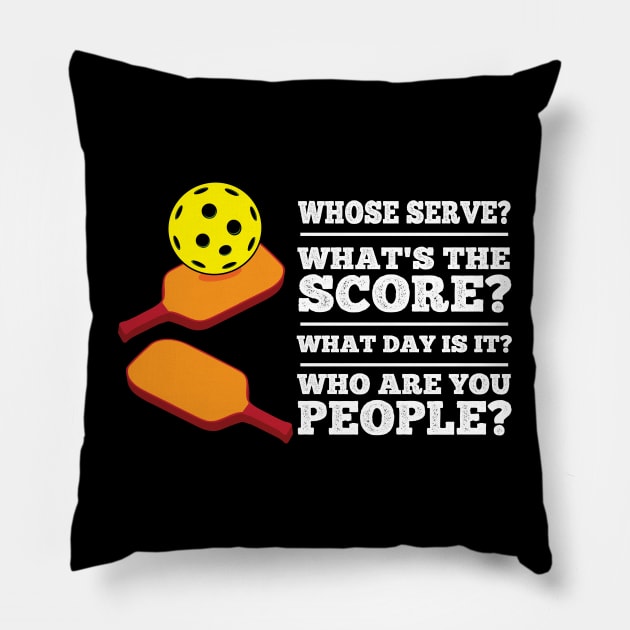 Whats the Score What day is it Who are you Funny Pickleball Pillow by Riffize