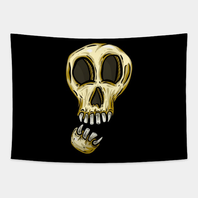 Spooky Halloween Skull Cartoon Illustration Lonely Boy Tapestry by Squeeb Creative