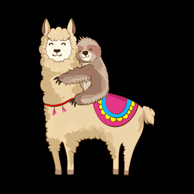 Sloth Riding Llama Hugging Animal Friends by theperfectpresents