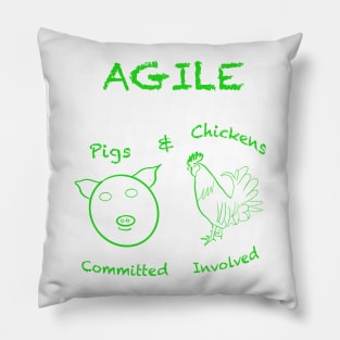 Agile Software Development,  Pigs and Chickens Illustration Pillow