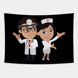 Cartoon Doctors Tapestry