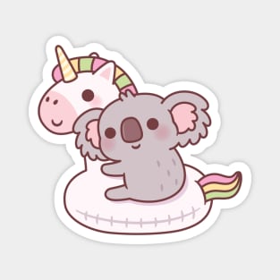 Cute Little Koala Bear Hugging Unicorn Pool Float Magnet