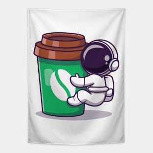 Cute Astronaut With Coffee Cup Tapestry