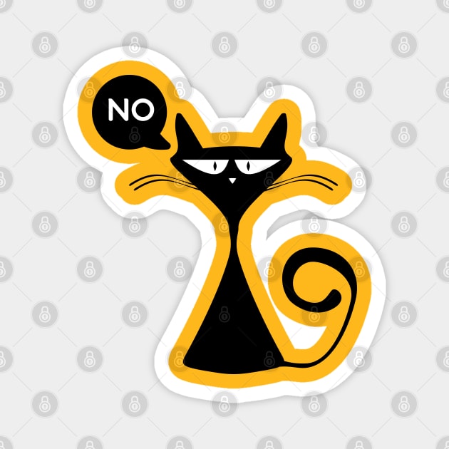 Black Cat Says No Magnet by Creatifly Graphic Tees