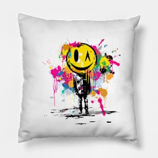 street art smiley Pillow