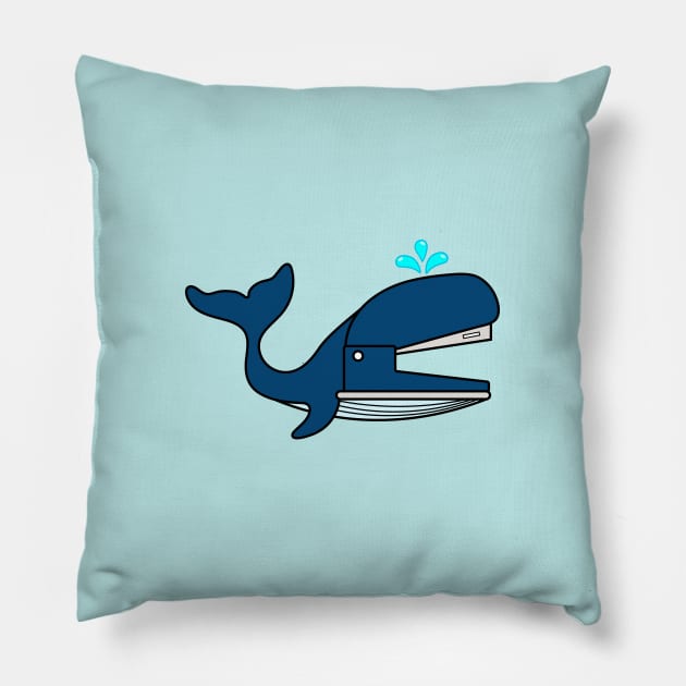 Whale stapler Pillow by wordspotrayal