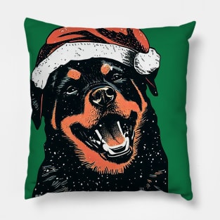 Rottweiler in a Santa Hat Pillow