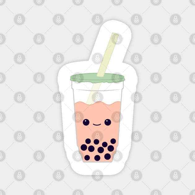 Peach Boba Tea Magnet by maya-reinstein