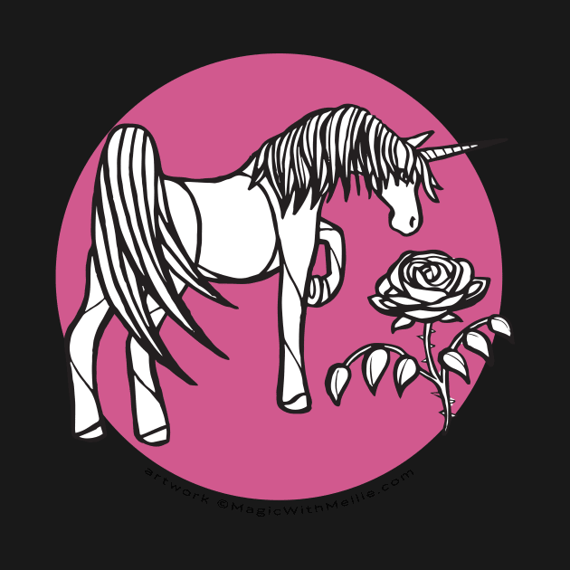 Unicorn Sniffing a Rose — Inktober Unicorn illustration series by mellierosetest