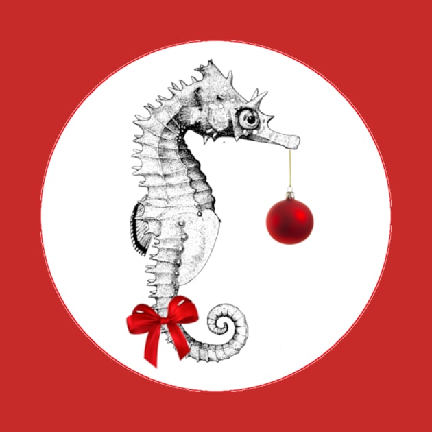 A festive seahorse with ornament by Green Grackle