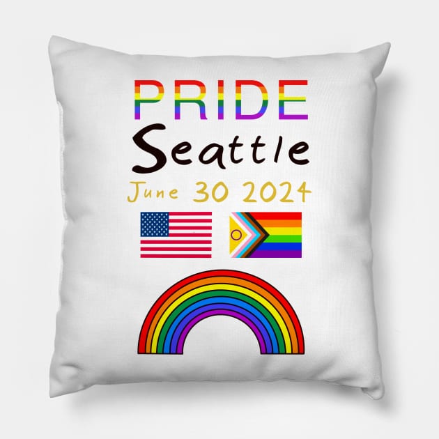 Pride Seattle USA 2024 Pillow by Hedgehog Bubbles