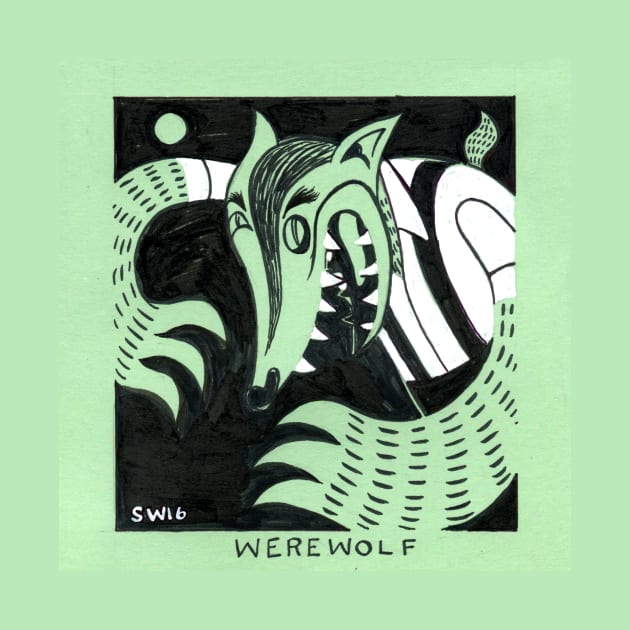 Retro Werewolf by washburnillustration