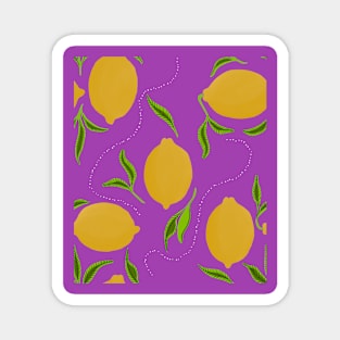 lemons with purple print Magnet