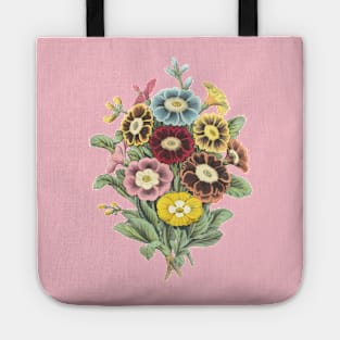 Primrose Flower Bouquet Vintage Botanical Illustration Tote