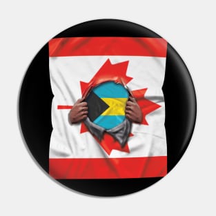 Bahamas Flag Canadian Flag Ripped - Gift for Bahamian From Bahamas Pin