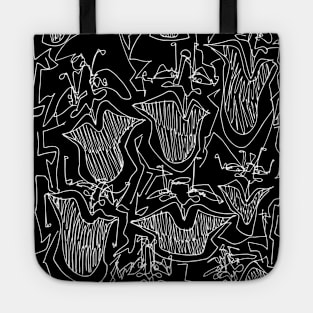 #2 - Limp Faces Psychedelic Line Ink Drawing with Art Style Black Tote