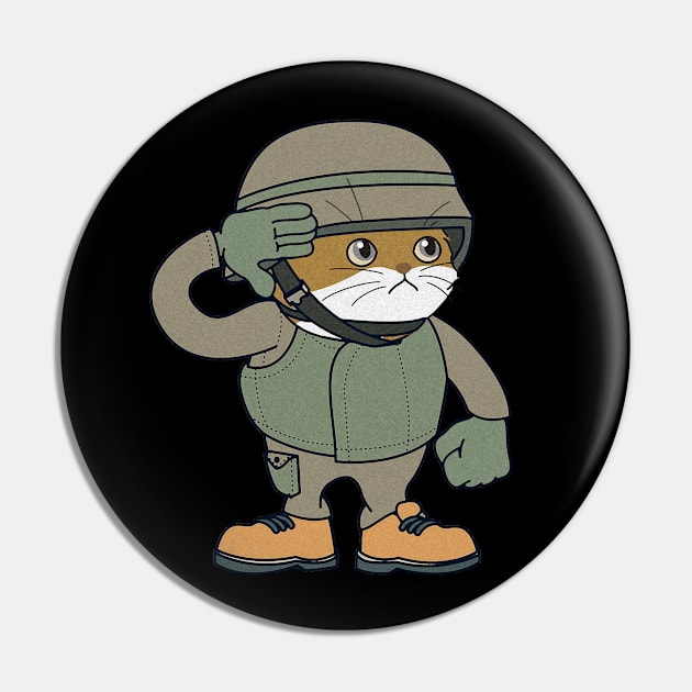 Cat Soldier I Love My Cat Pin by Jose Luiz Filho