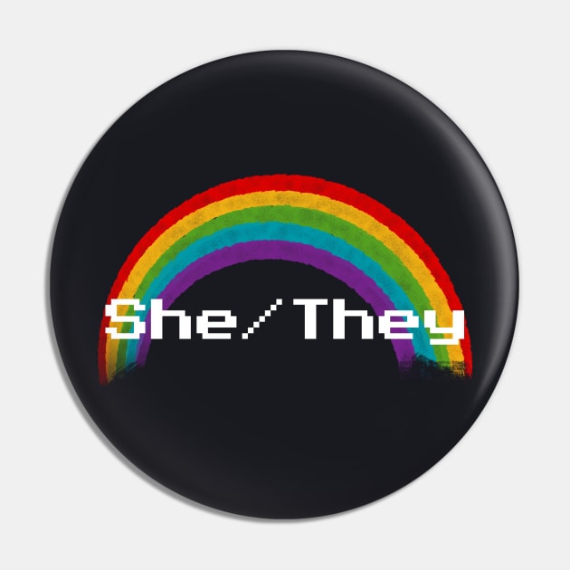 Rainbow Pronouns - She/They Pin by FindChaos