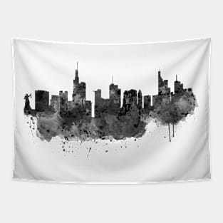 Frankfurt Black and White Skyline Tapestry