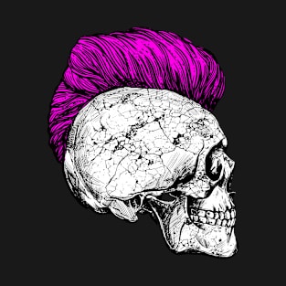 Skeleton skull with iro hairstyle in pink T-Shirt