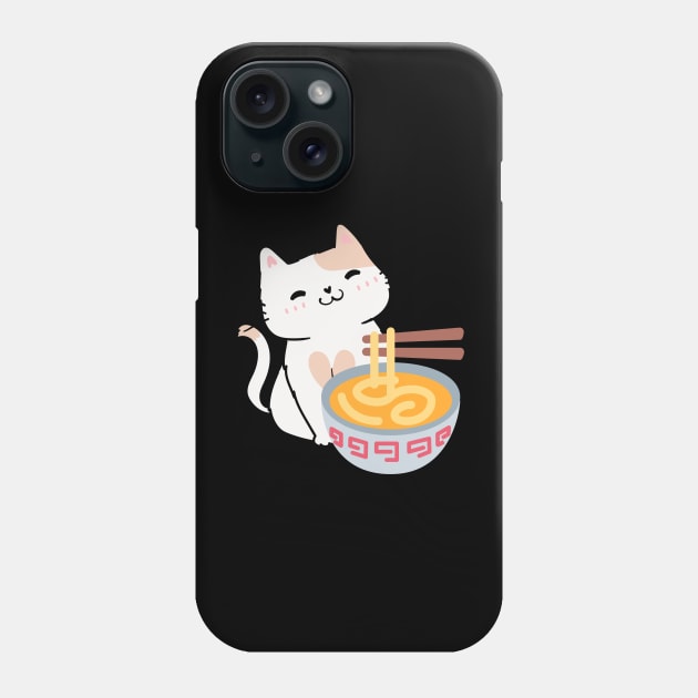 Cute Cat Eating Ramen Phone Case by CrazilykukuDesigns