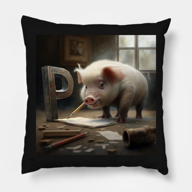 Letter P for Painting Pig from AdventuresOfSela Pillow by Parody-is-King