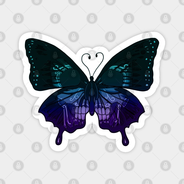 Gradient butterfly skull Magnet by GhostFox_Designs