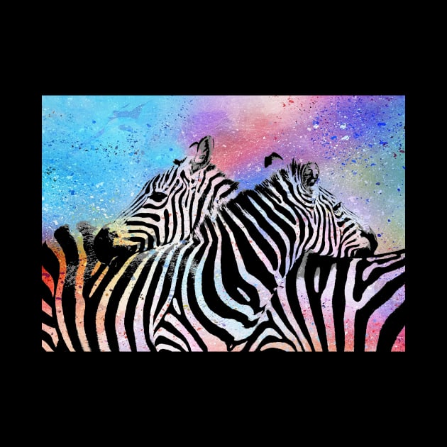 Zebra Hug Colorful Pop Art by Pop Factory