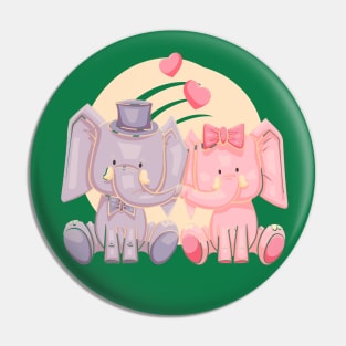 Elephant Cute Couple Pin