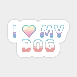 I Heart My Dog Classic Video Game Graphic Rainbow Pastel Gradient Magnet