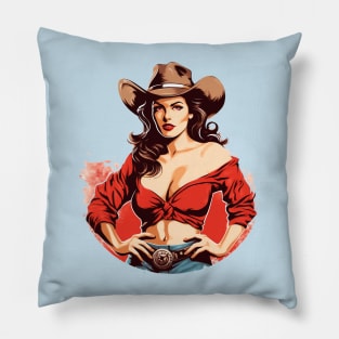 Retro vintage cowgirl Pillow