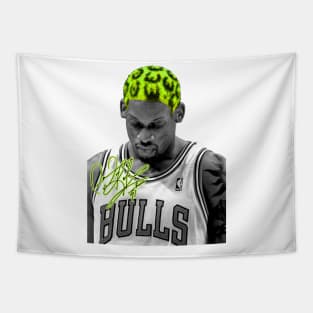 Dennis Rodman Green Hair Worm Tapestry