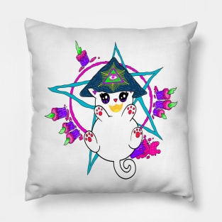 Aleister Meowley (Green Flames) Pillow