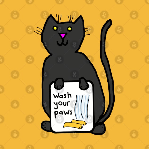 Cute Cat Says Wash Your Paws by ellenhenryart