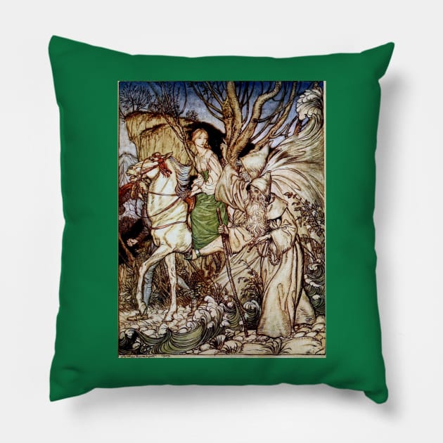 Undine and Kuleborn - Arthur Rackham Pillow by forgottenbeauty