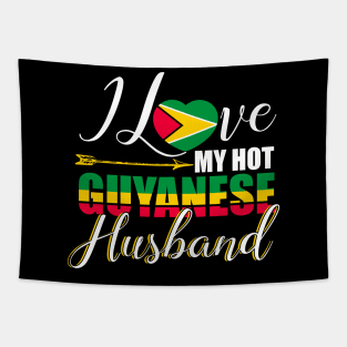 I Love My Hot Guyanese Husband T-Shirt Guyana Lover Tapestry