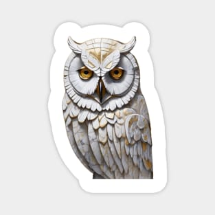 Snow Owl - Marble Magnet