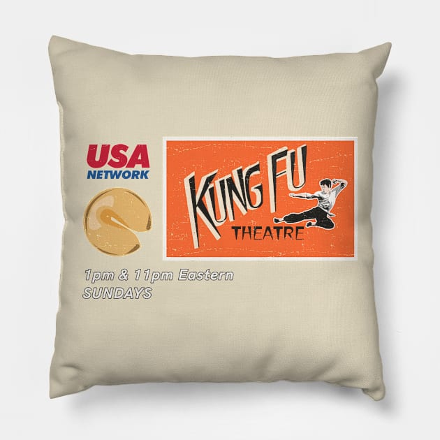 Distressed Kung Fu Theatre Pillow by Tee Arcade