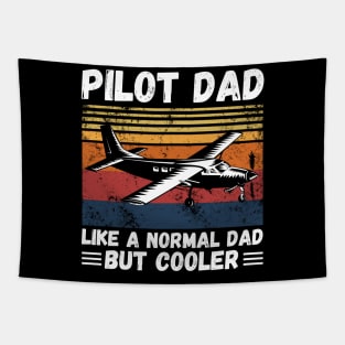 Pilot Dad Like A Normal Dad But Cooler, Retro Sunset Pilot Dad Tapestry