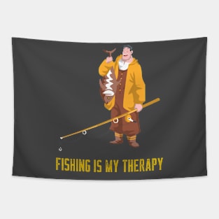 Fishing Is My Therapy Angler Fishing Tapestry