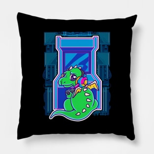 Baby Dragon Gamer Cute & Funny Arcade Gaming Pillow