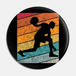 Basketball Outdoor Sports Retro Sunset Design Pin